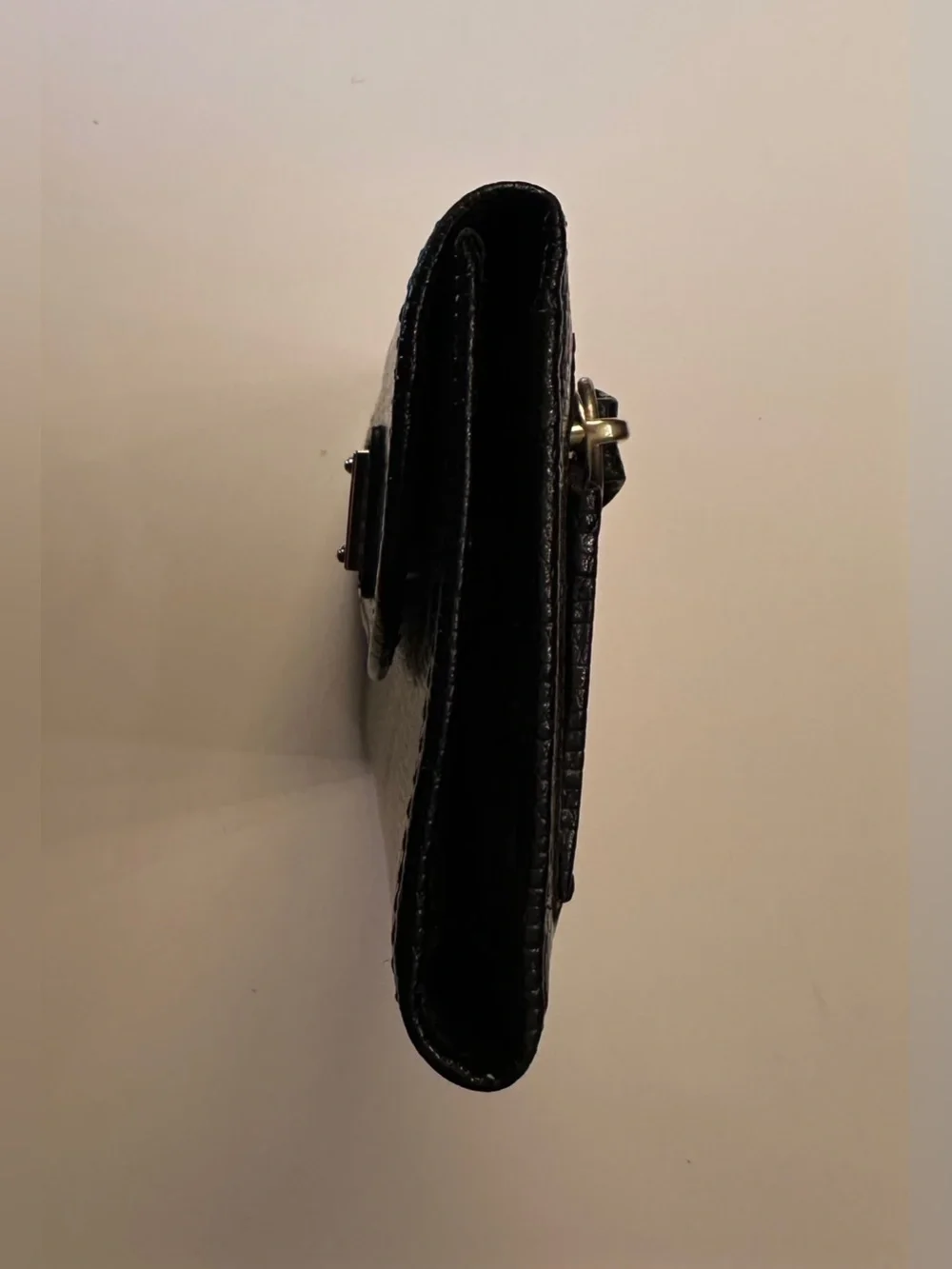 DOONEY & BOURKE BLACK SNAKESKIN-EMBOSSED LEATHER CONTINENTAL CLUTCH